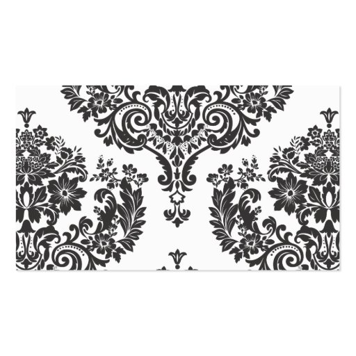 White on Black Damask Personal Card Business Card Template (back side)