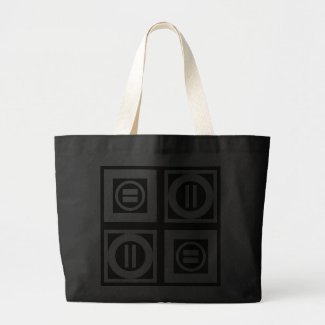 White on Black Geometric Equal Sign Pattern Jumbo Tote Bag