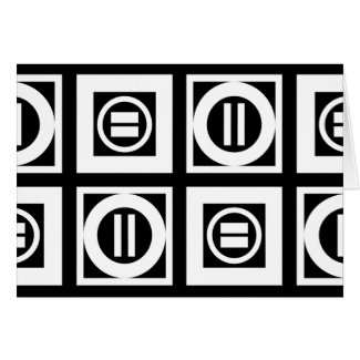 White on Black Geometric Equal Sign Pattern Card