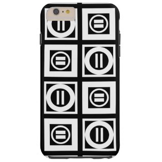 White on Black Geometric Equal Sign Pattern Tough iPhone 6 Plus Case
