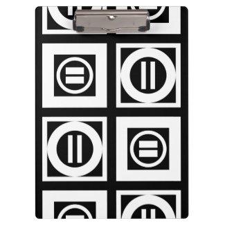 White on Black Geometric Equal Sign Pattern Clipboard