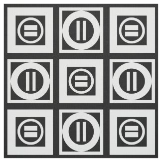 White on Black Geometric Equal Sign Pattern Fabric