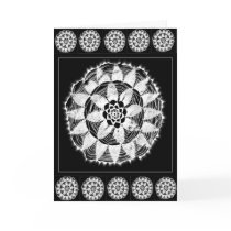 White on black mandala card