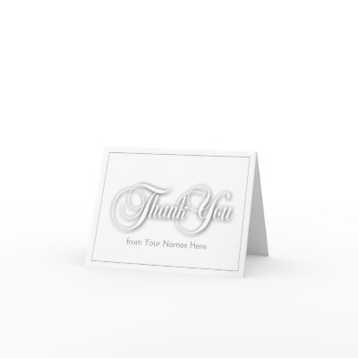 White on White Blank Thank You Note Card