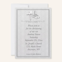 White on White Christening Invitation