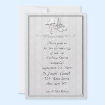 White on White Christening Invitation invitations