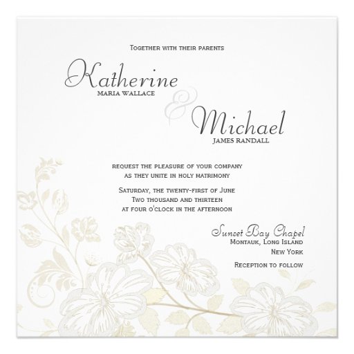 White on White Floral Wedding Invitations