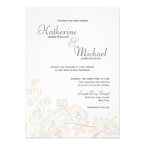 White on White Floral Wedding Invitations