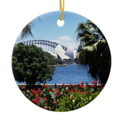 White Opera House in background, Sydney, Australia Christmas Ornament