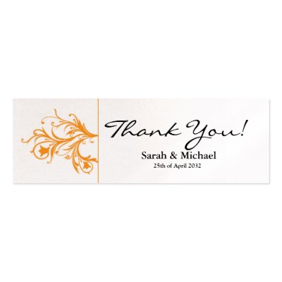 White orange floral Wedding favor Gift tag featuring the words Thank 