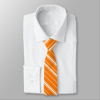 White & Orange Random Stripes Pattern Tie