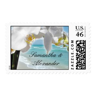 White Orchid , Aqua Beach Postage