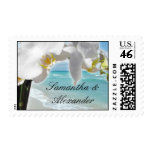 White Orchid , Aqua Beach Postage