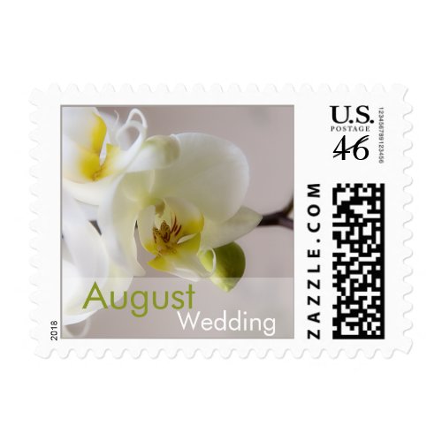 White Orchid August Wedding Stamp stamp