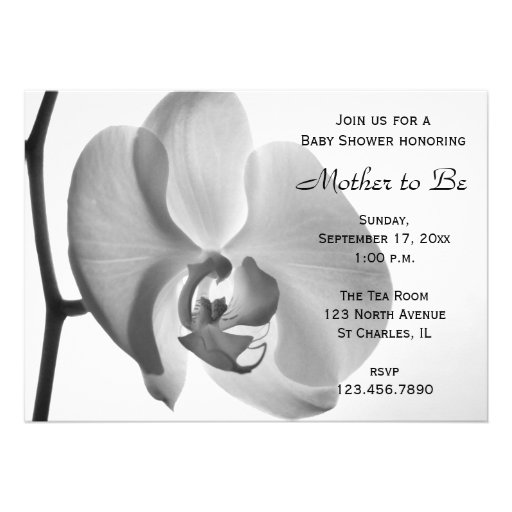 White Orchid Baby Shower Invitation
