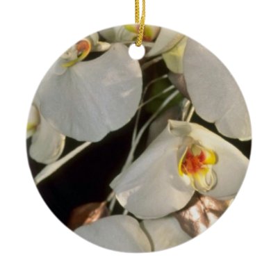 white Orchid bridal bouquet Phalaenopsis flowers Christmas Tree Ornaments