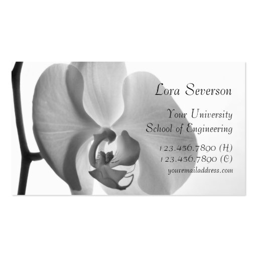 White Orchid Graduate Business Card Template (front side)