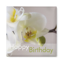 White Orchid • Happy Birthday Magnet by SabineStGreetings White Orchid • Happy Birthday Magnet