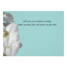 White Orchid Jewel Blue Original Design Custom Invitation