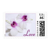 White Orchid Love Postage Stamps