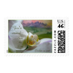 White Orchid Mountains Wedding Invitation Postage