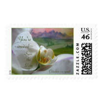 White Orchid Mountains Wedding Invitation Postage postage