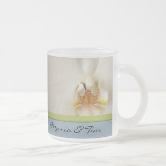 White orchid template with blue and green accent mug
