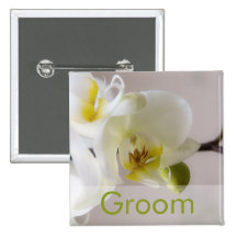 White Orchid • Wedding Button