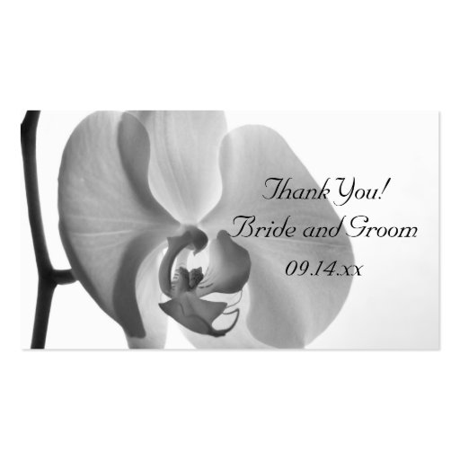 White Orchid Wedding Favor Tags Business Card (front side)