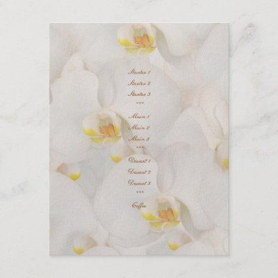 White orchid wedding menu template stylish personalized invitations by 