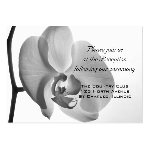 White Orchid Wedding Reception Card Business Card (front side)