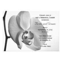 White Orchid Wedding Rehearsal Dinner Invitation