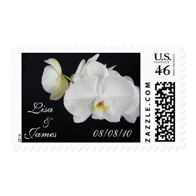 White Orchid Wedding Stamp