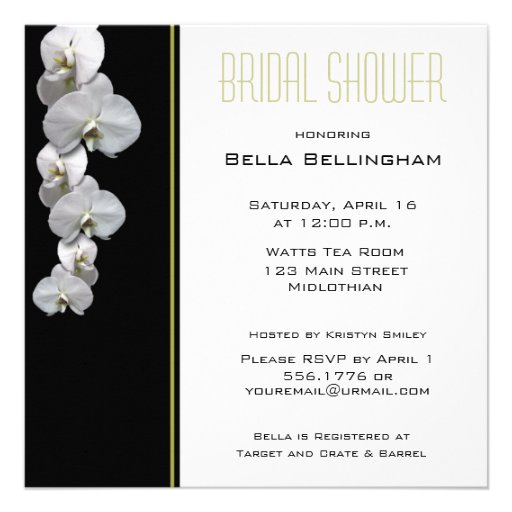White Orchids Bridal Shower Invitation