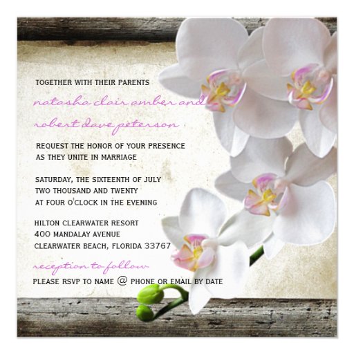 White Orchids Chic Elegant Country Wedding Invites