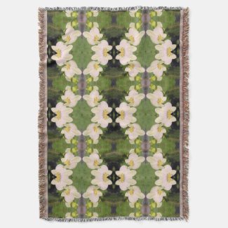 White Orchids on a green background Throw Blanket