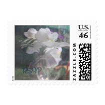 White Orchids Wedding RSVP Small Postage Stamps