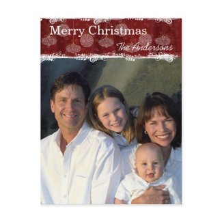 White Ornaments Family Christmas Photo Postcard postcard