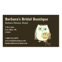 White Owl Bride with Flower Bouquet  Business Card