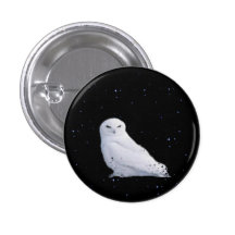white owl in space button
