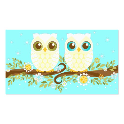 White Owls - Custom Mommy Calling Card Business Card (back side)