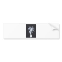 White Palm Tree on a Black Background Bumper Stickers