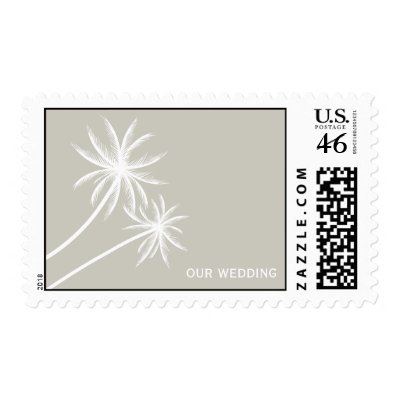 White Palm Trees Wedding Stamp