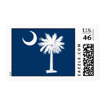White Palmetto with Blue Background Postage