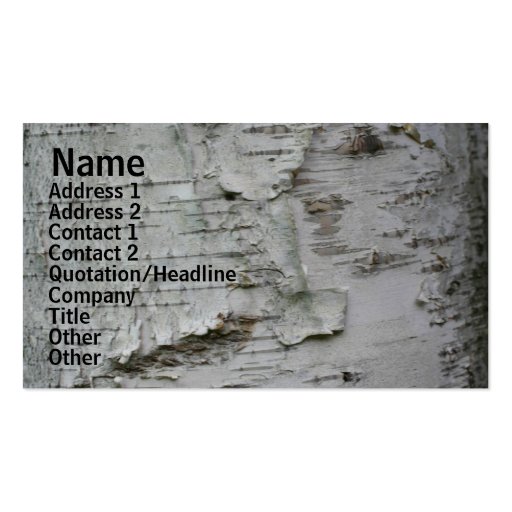 White Paper Birch Bark Nature Business Card (front side)
