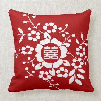 White Paper Cut Flowers • Happiness • Any Color Throw Pillow