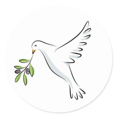 White peace dove with olive branch sticker by mheadesign
