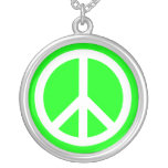 White Peace Sign on Lime Custom Jewelry