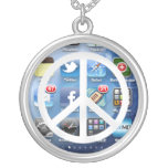 White Peace Symbol & Communication Personalized Necklace