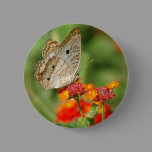 White Peacock Butterfly Button
